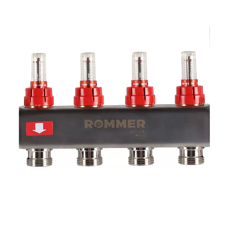 Изображение Коллектор из нержавеющей стали в сборе с расходомерами Rommer 4 выхода