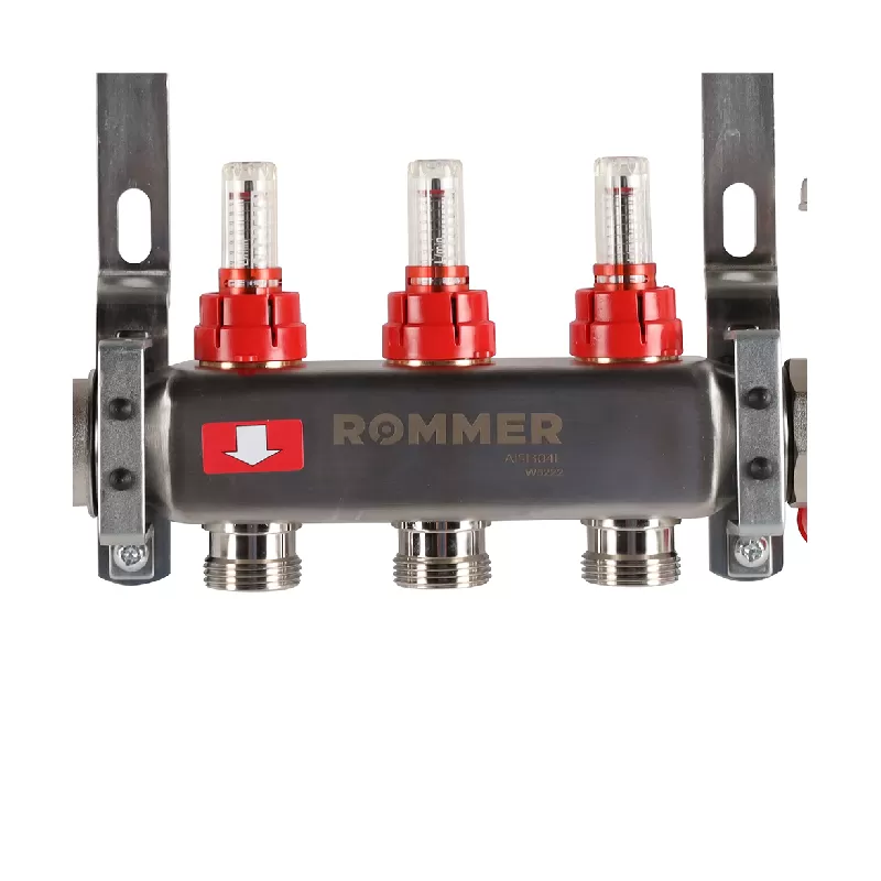 Изображение Коллектор из нержавеющей стали в сборе с расходомерами Rommer 3 выхода