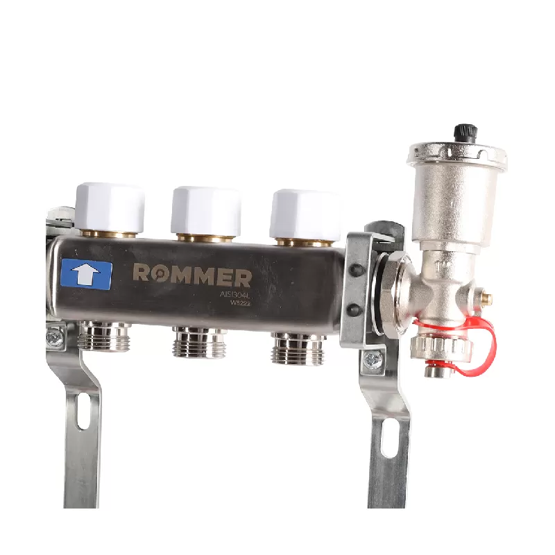Изображение Коллектор из нержавеющей стали в сборе с расходомерами Rommer 3 выхода